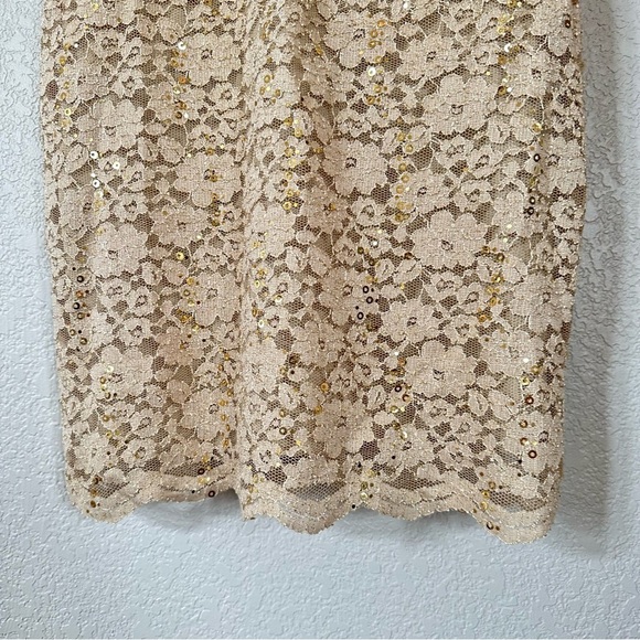 As U Wish Gold Champagne Lace Sequin Cocktail Holiday Dress Size M - Picture 4 of 6